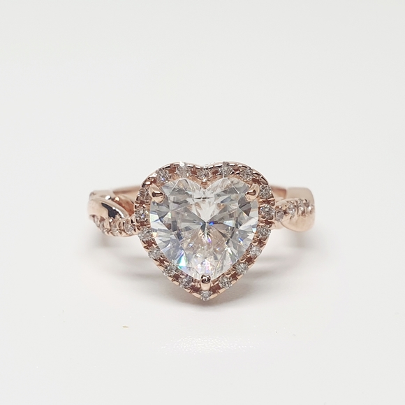 2 Carat Heart Cut Moissanite Bridal Ring Set - Picture 8 of 11